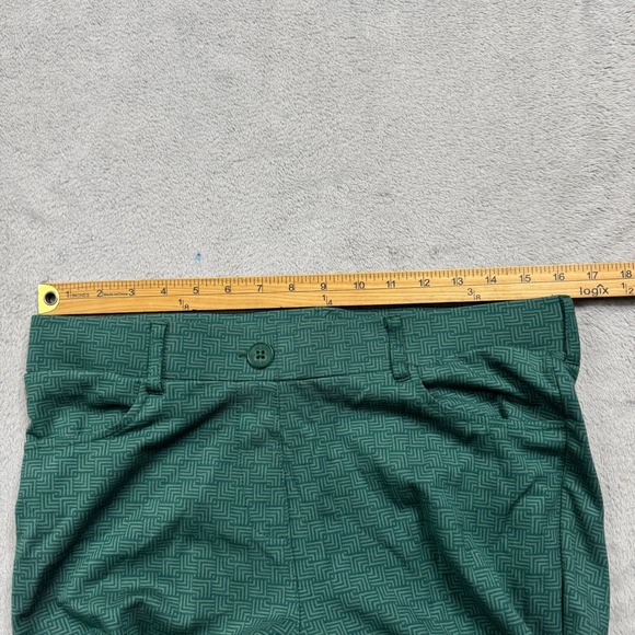 Betabrand Geometric Pattern Stretch Pants Women Size L Green Flared EUC! - Picture 8 of 9